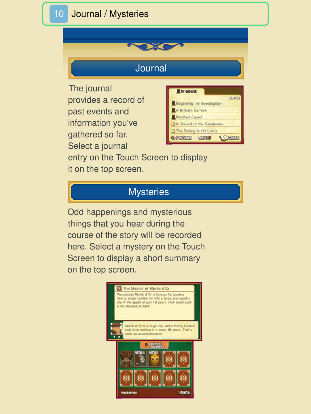 Nintendo 45496742218 manual Journal, Mysteries 