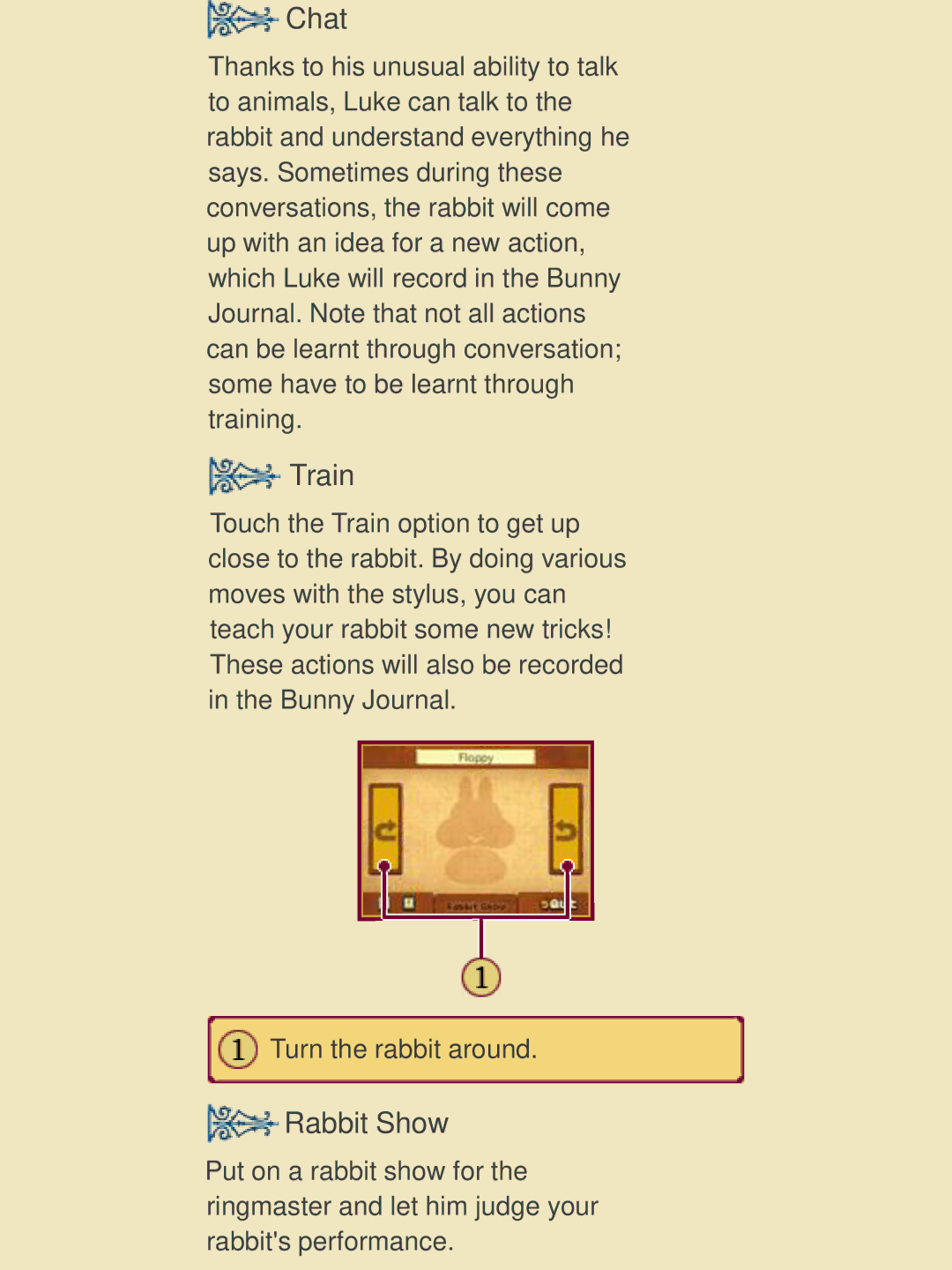 Nintendo 45496742218 manual Chat, Train, Rabbit Show 