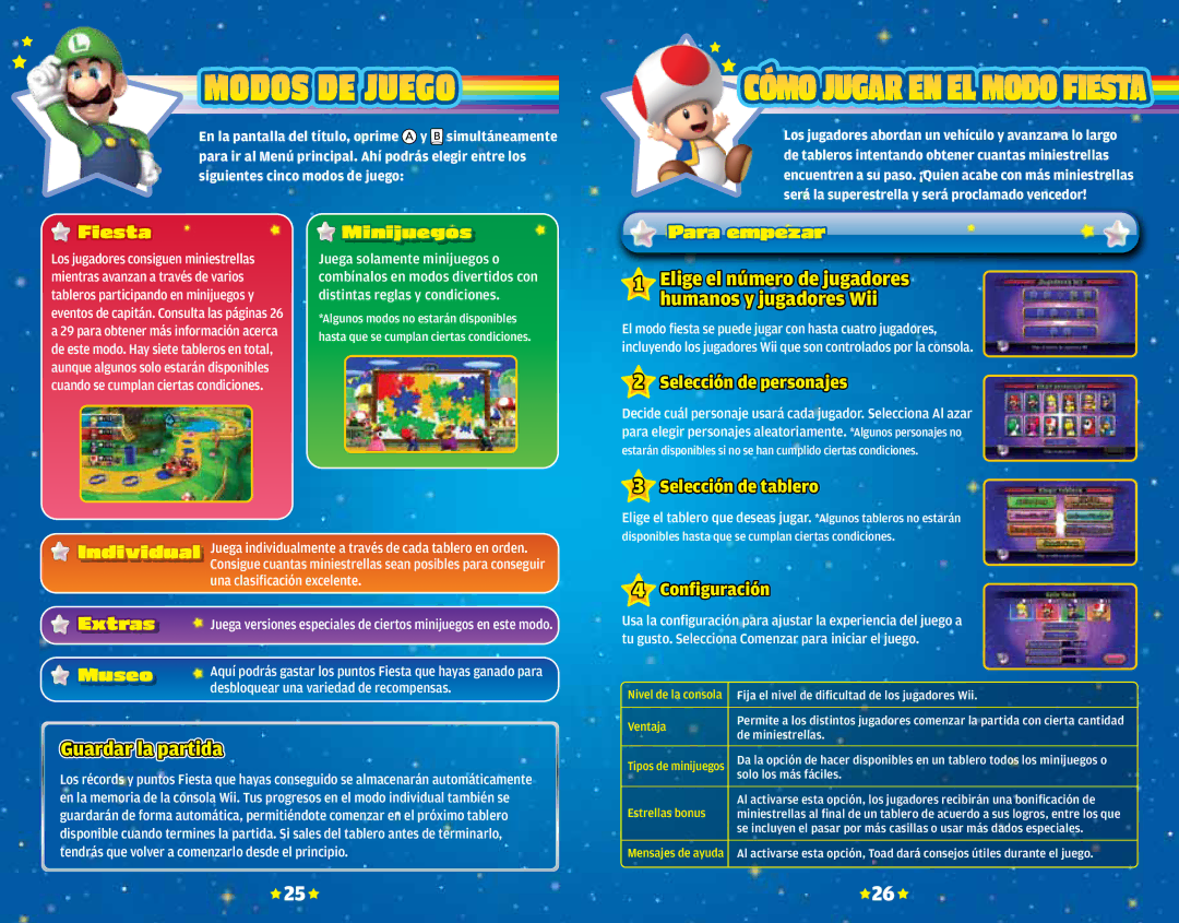 Nintendo 45496902841 manual Modos DE Juego, Guardar la partida 