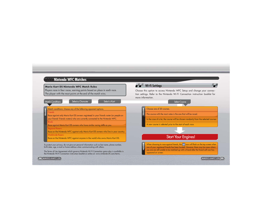 Nintendo 58713A manual Nintendo WFC Matches, New course is selected prior to the start of each race, Select a Kart 