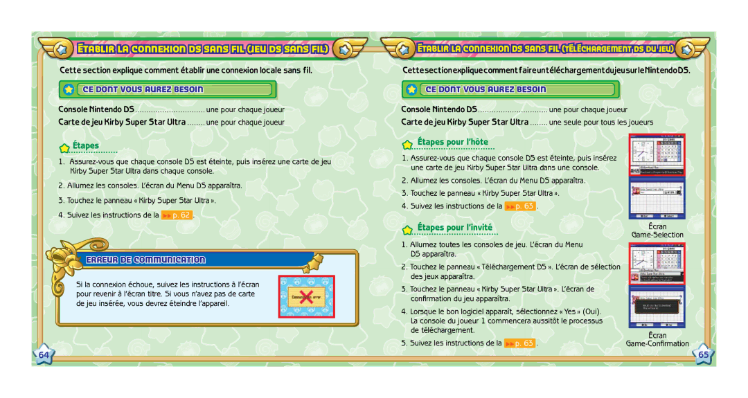 Nintendo 66658A66661A, 658A61A manual CE Dont Vous Aurez Besoin, Erreur DE Communication, Une pour chaque joueur 