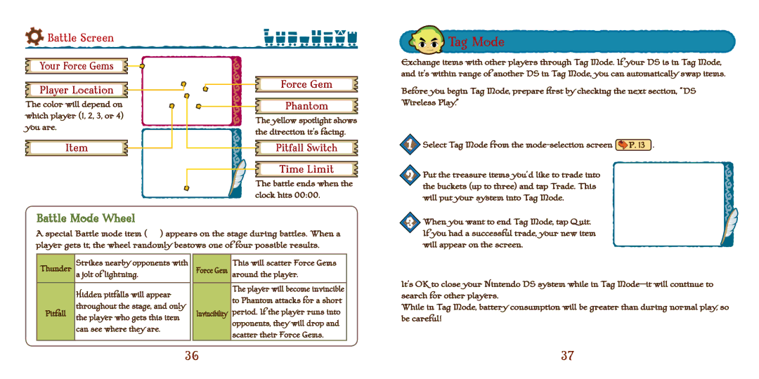 Nintendo 69178A manual Tag Mode, Battle Screen, Battle Mode Wheel 