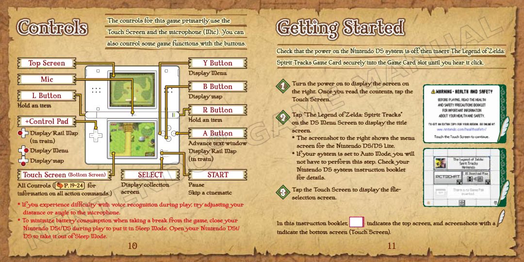 Nintendo 69178A manual Getting Started, Hold an item, Display Rail Map Train Display Menu Display map 