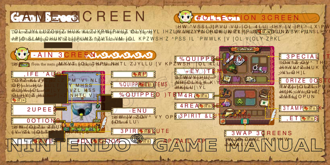 Nintendo 69178A manual Game Screen, Collection Screen, Main Screen 