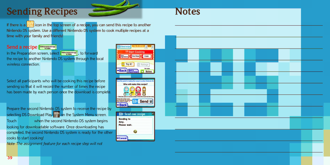 Nintendo 70277A manual Sending Recipes, Send a recipe 