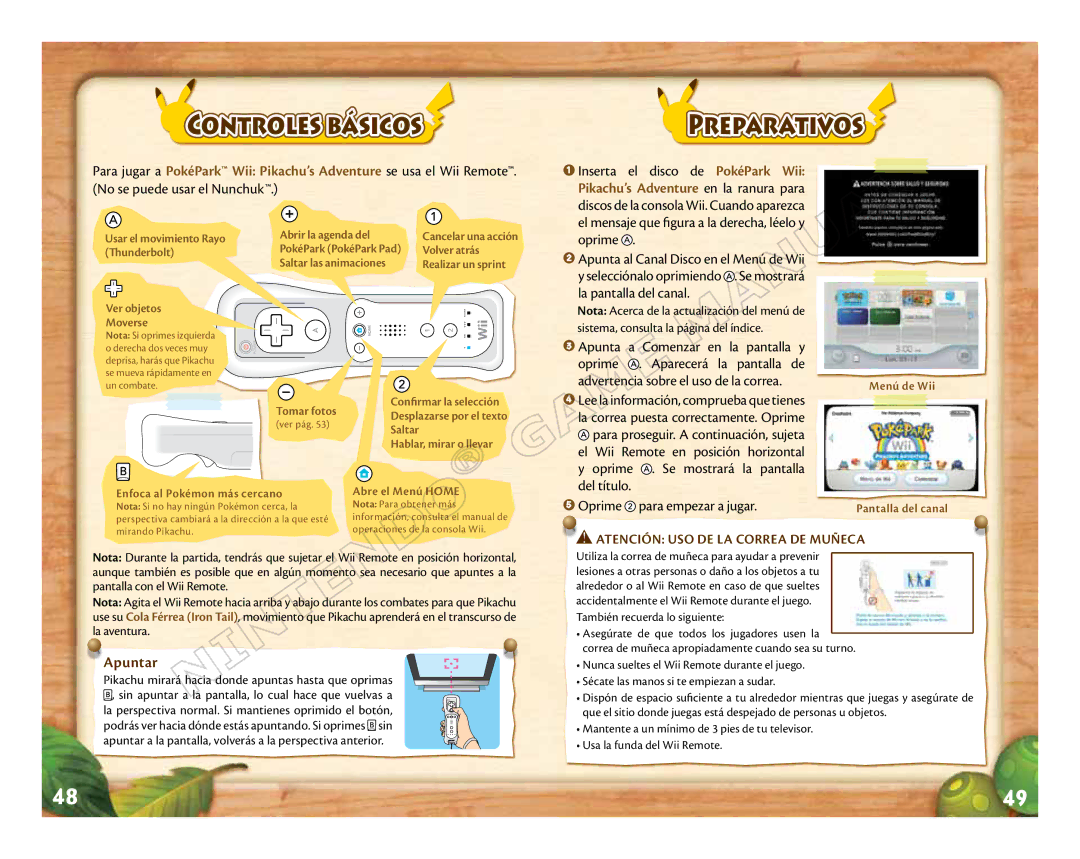 Nintendo 71573A manual Controles básicos, Preparativos, Apuntar 