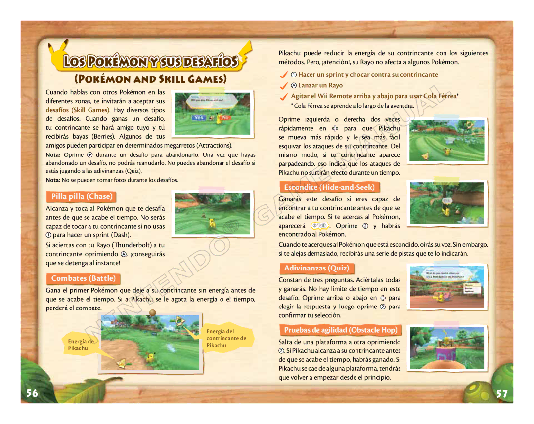 Nintendo 71573A manual Los Pokémon y sus desafíoS 