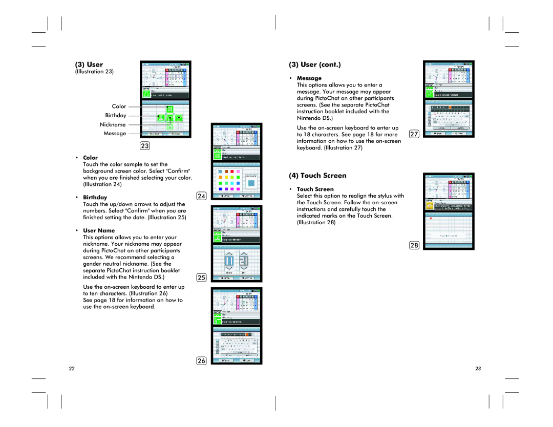 Nintendo DS Lite manual User, Touch Screen 