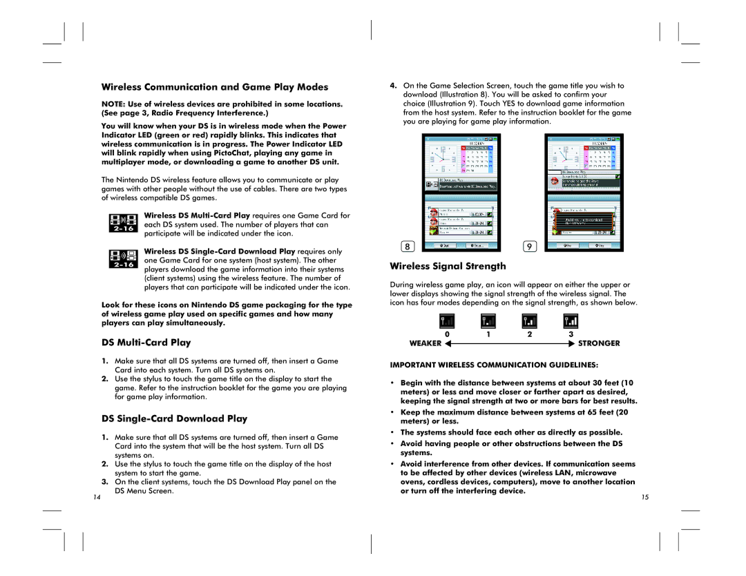 Nintendo DS Lite manual Wireless Communication and Game Play Modes, DS Multi-Card Play, DS Single-Card Download Play 