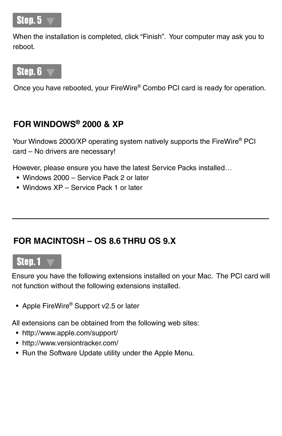 Nintendo GIC430F quick start FOR WINDOWS 2000 & XP, FOR MACINTOSH - OS 8.6 THRU OS, Step 
