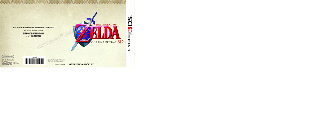 Nintendo Legend of Zelda - Ocarna of Time 3D (DS) warranty Support.Nintendo.Com 