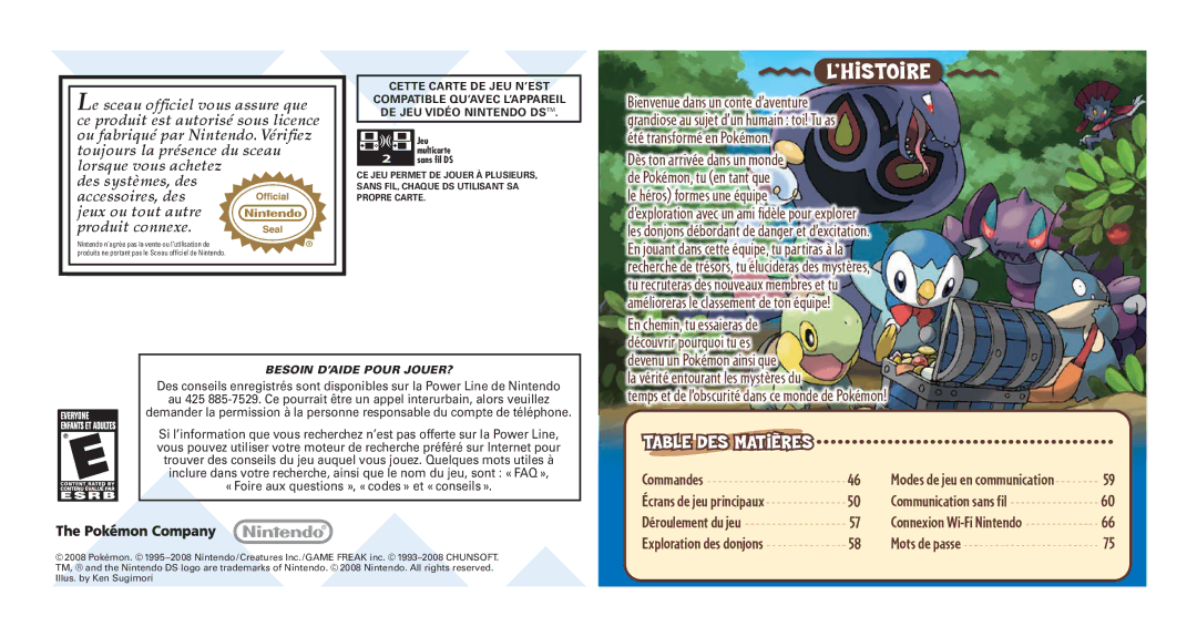 Nintendo POKMON MYSTERY DUNGEON:EXPLORERS OF TIME manual ’Histoire 