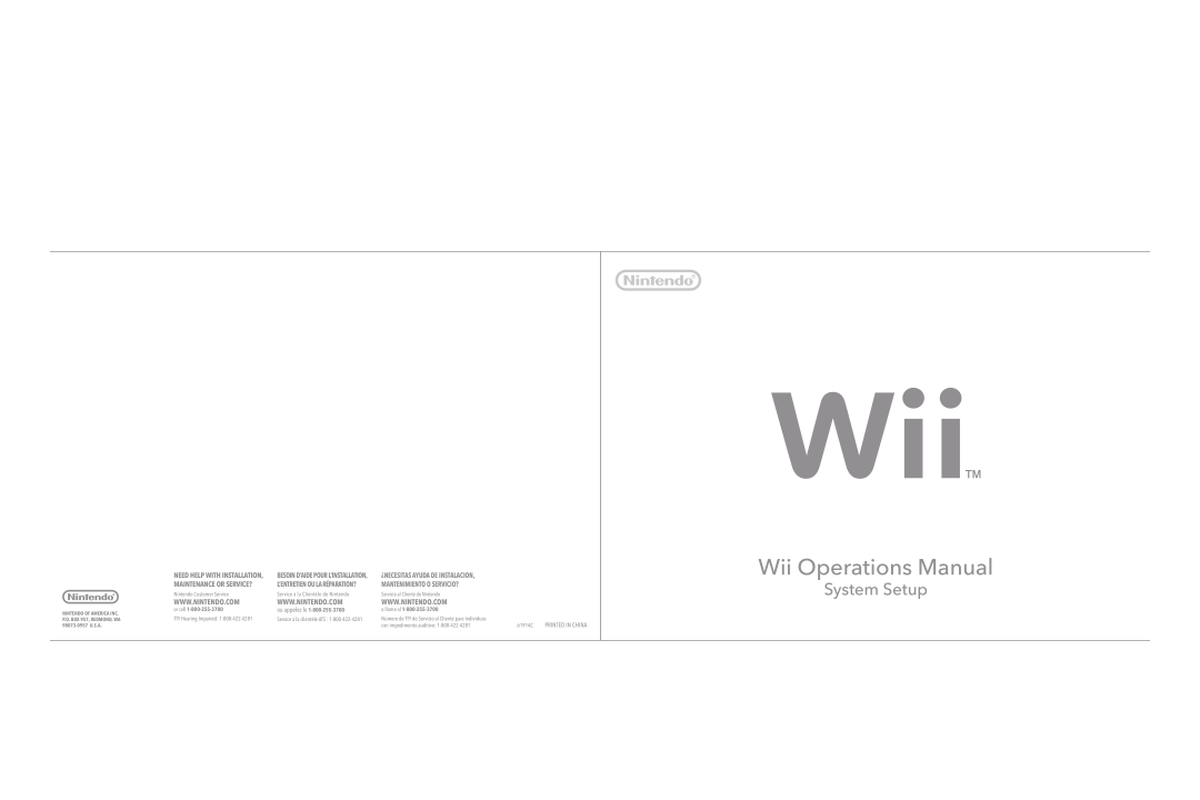 Nintendo RVKSKAAH, RVLSRAAK, RVKSKAAU, 45496880019, RVLSWAAA, RVLSWC manual Wii Operations Manual 