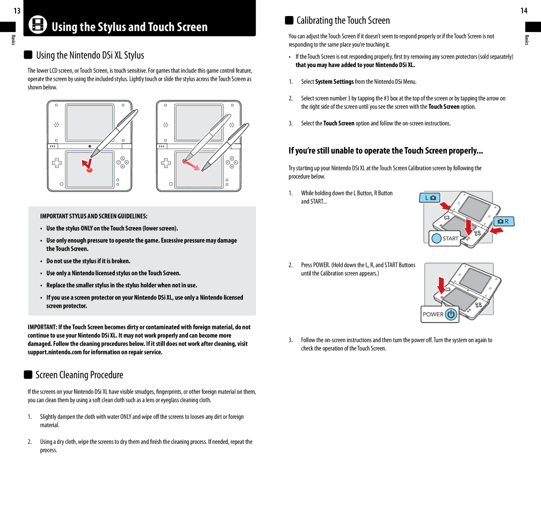 Nintendo UTLSBKA, DSi XL manual Using the Stylus and Touch Screen, Responding to the same place you’re touching it 