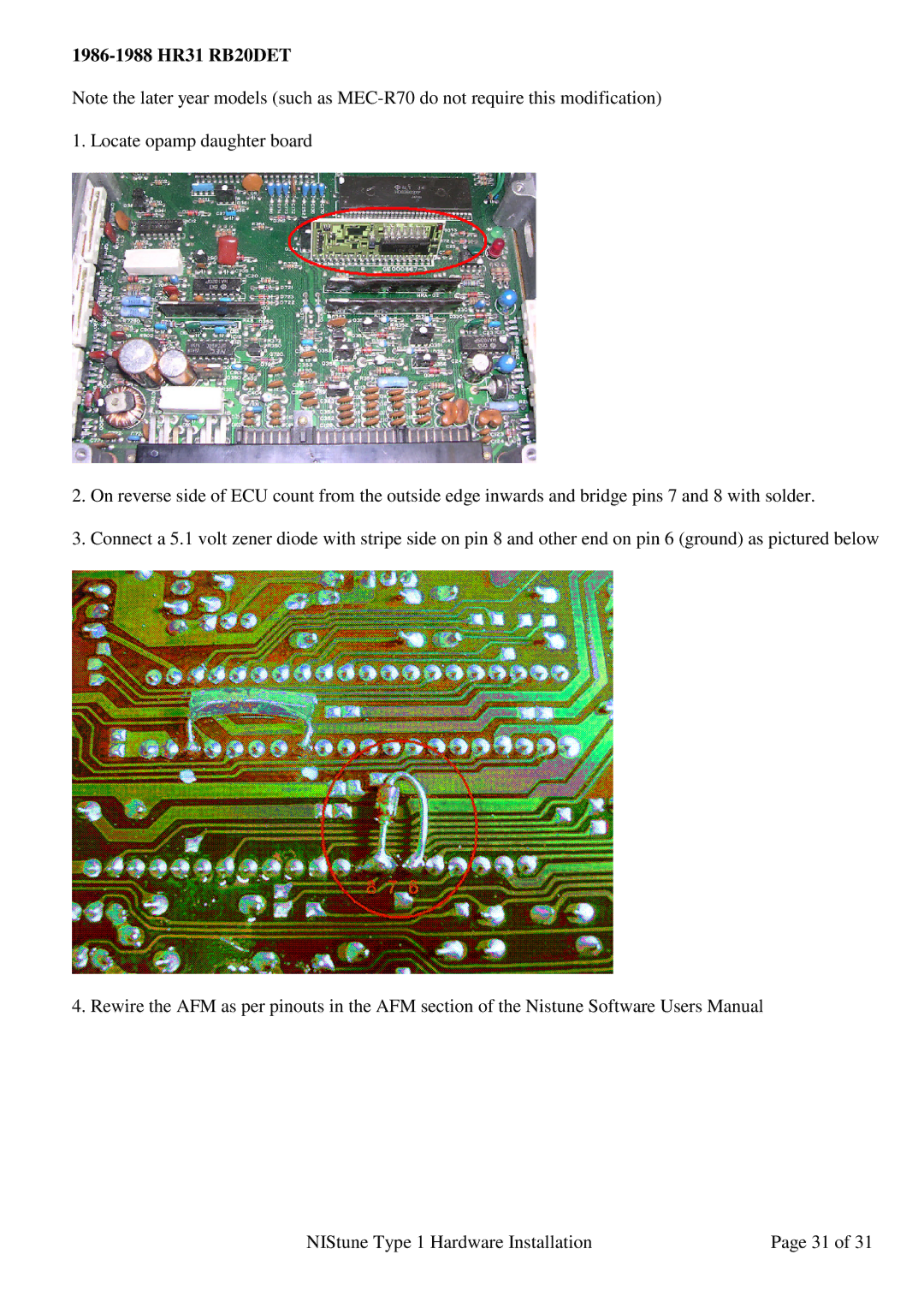 Nissan 6303, 6802 installation manual 1986-1988 HR31 RB20DET 