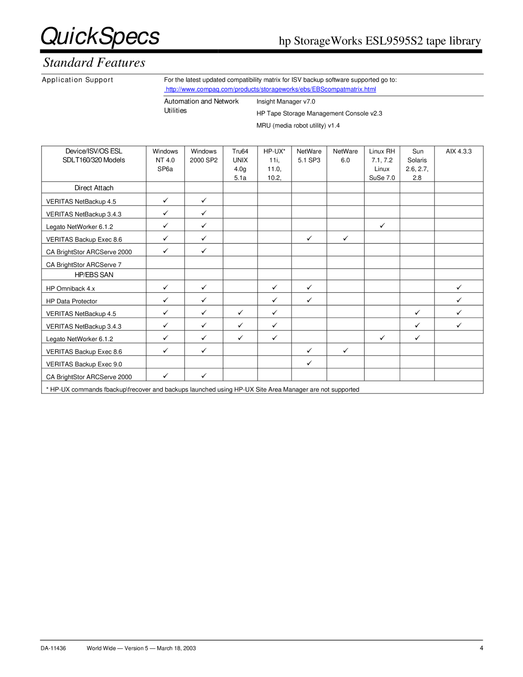 Nissan ESL 95955S2 manual Application Support, Automation and Network, Utilities, SDLT160/320 Models, Direct Attach 