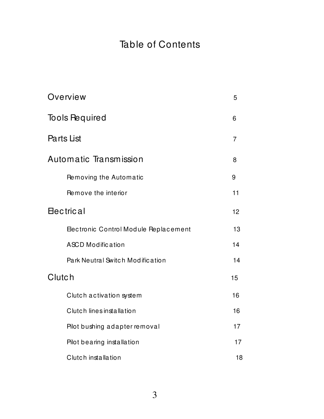 Nissan R50 manual Table of Contents 