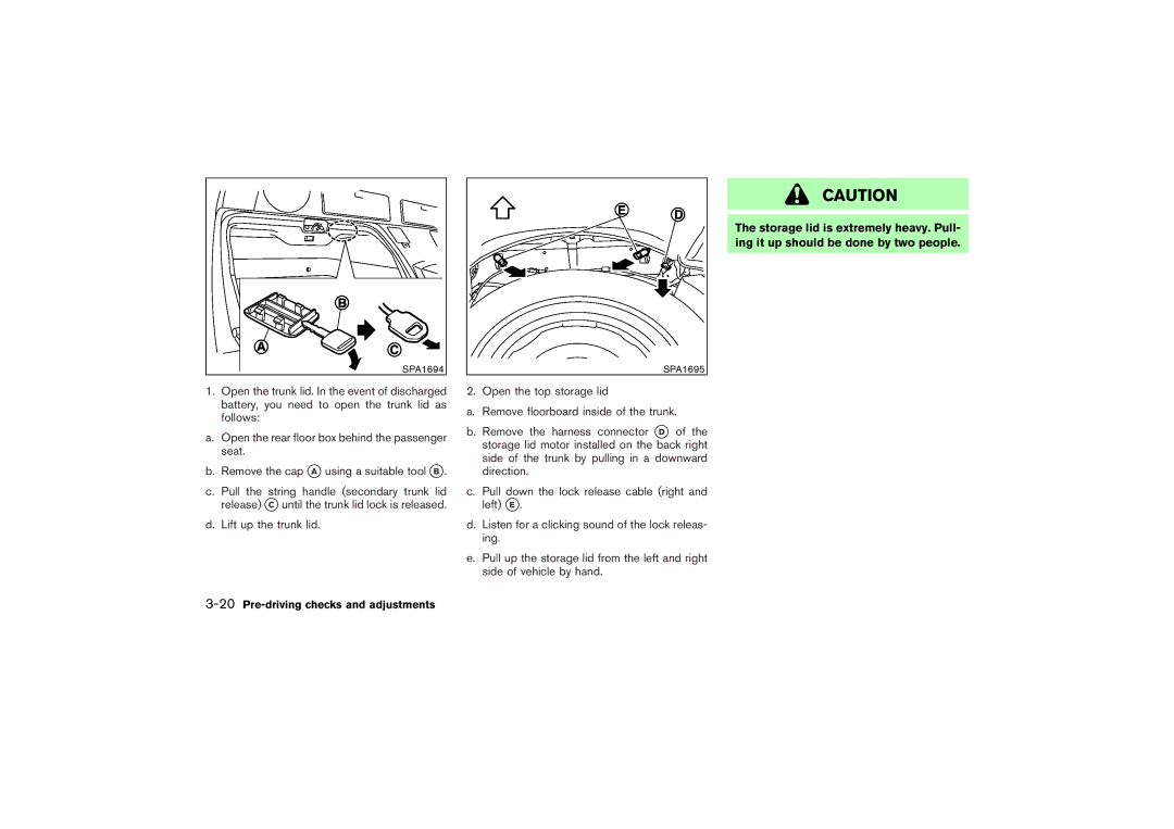 Nissan Z33-D owner manual 20Pre-driving checks and adjustments 