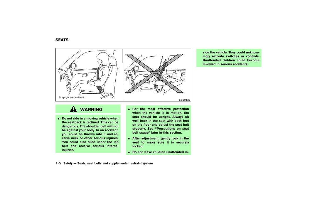 Nissan Z33-D owner manual Seats 