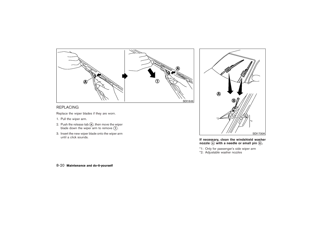 Nissan Z33-D owner manual Replacing, 20Maintenance and do-it-yourself 