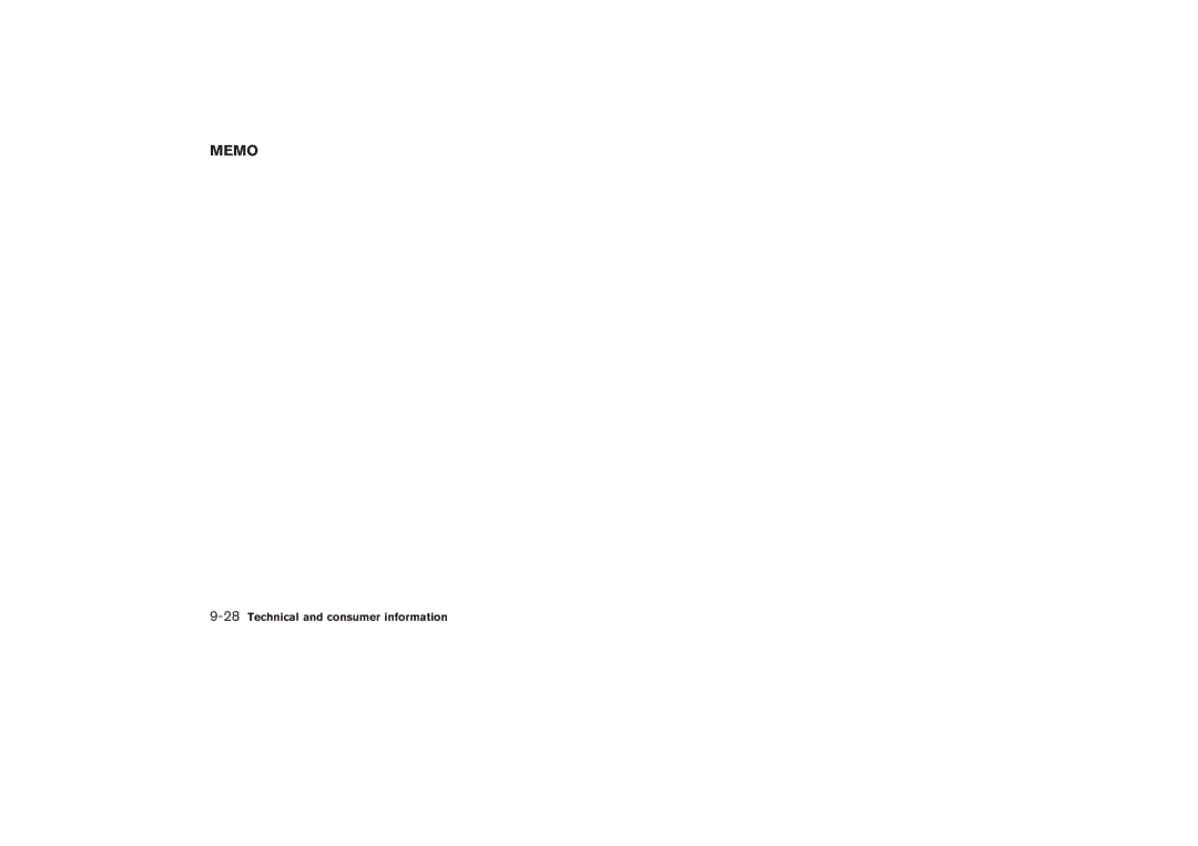 Nissan Z33-D owner manual Memo, 28Technical and consumer information 