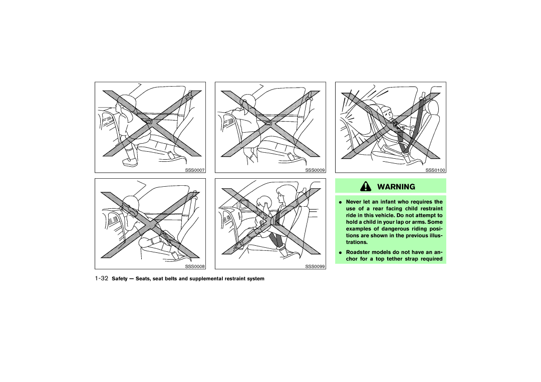 Nissan Z33-D owner manual SSS0007 SSS0008 SSS0009 SSS0099 SSS0100 