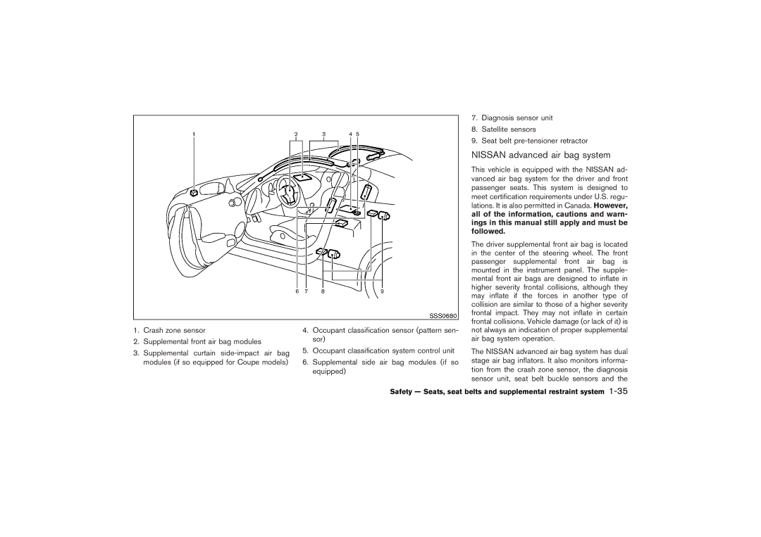 Nissan Z33-D owner manual Nissan advanced air bag system 