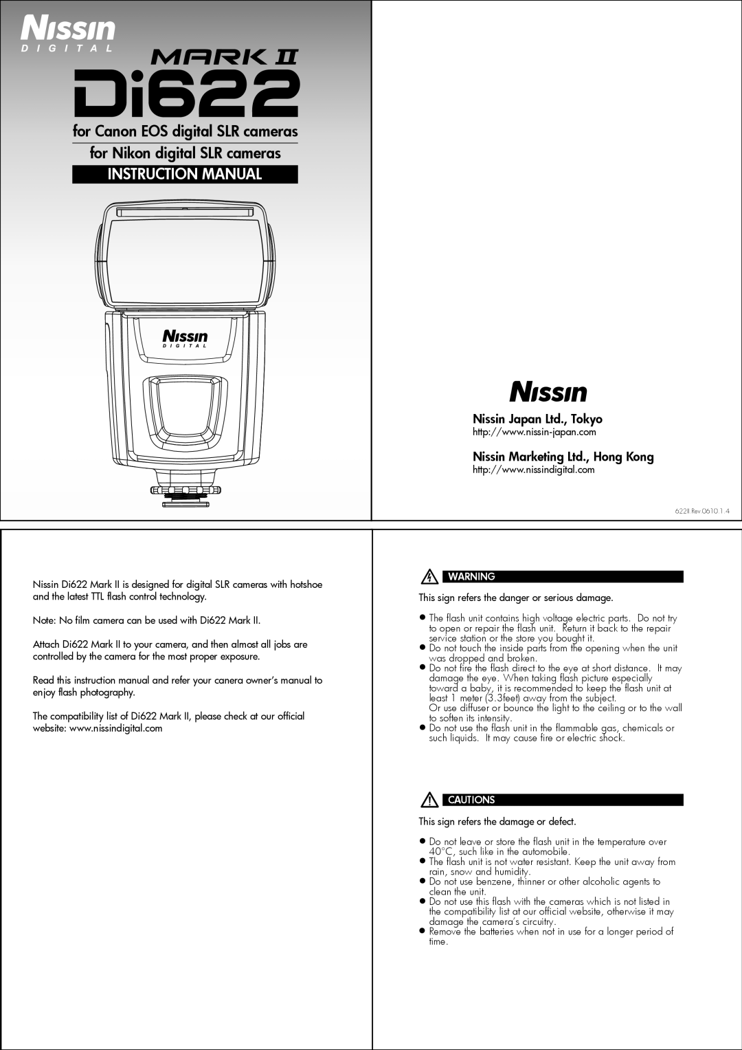 Nissin DI622 manual 622II.Rev.0610.1.4 