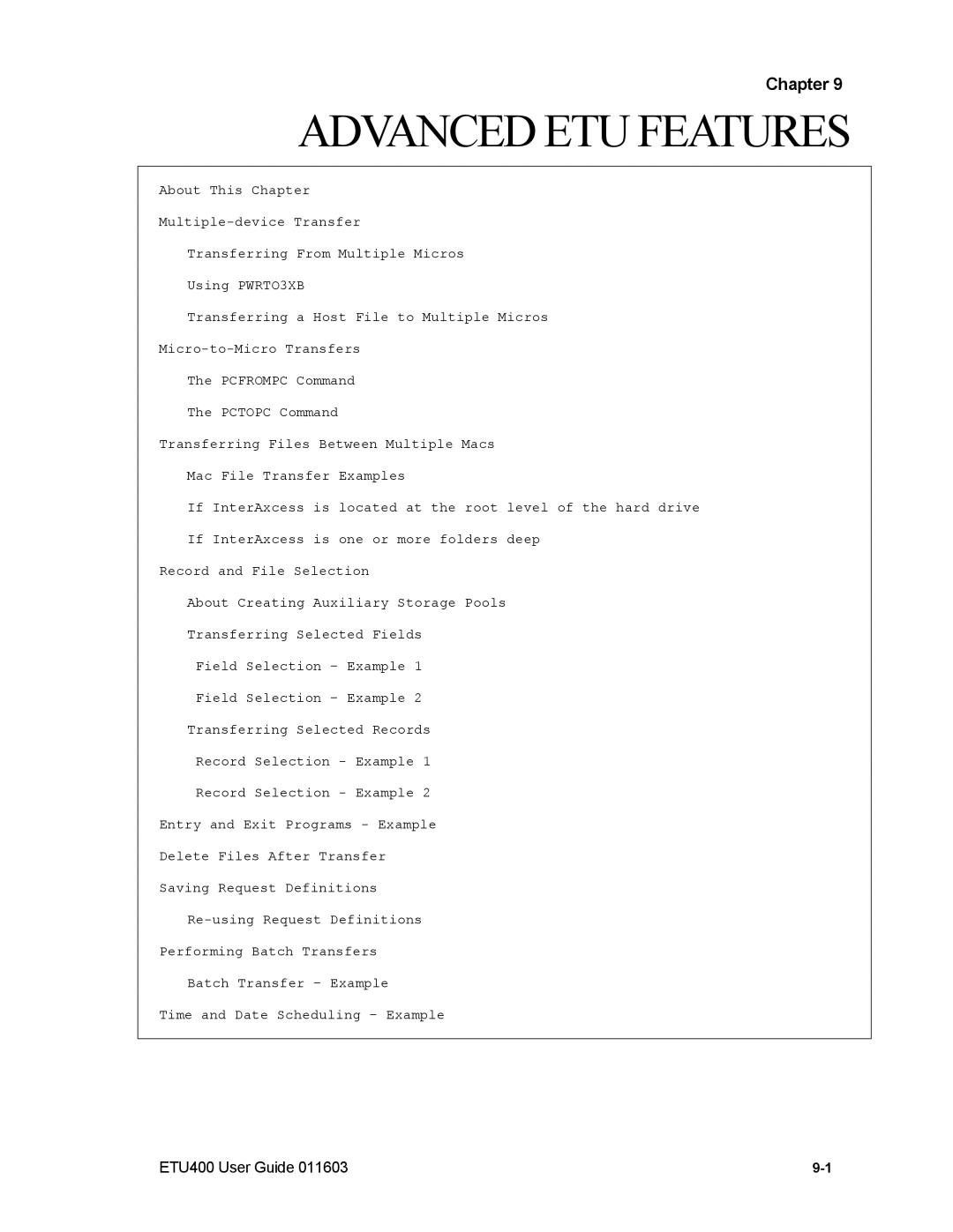 Nlynx ETU400 manual Advanced ETU Features 