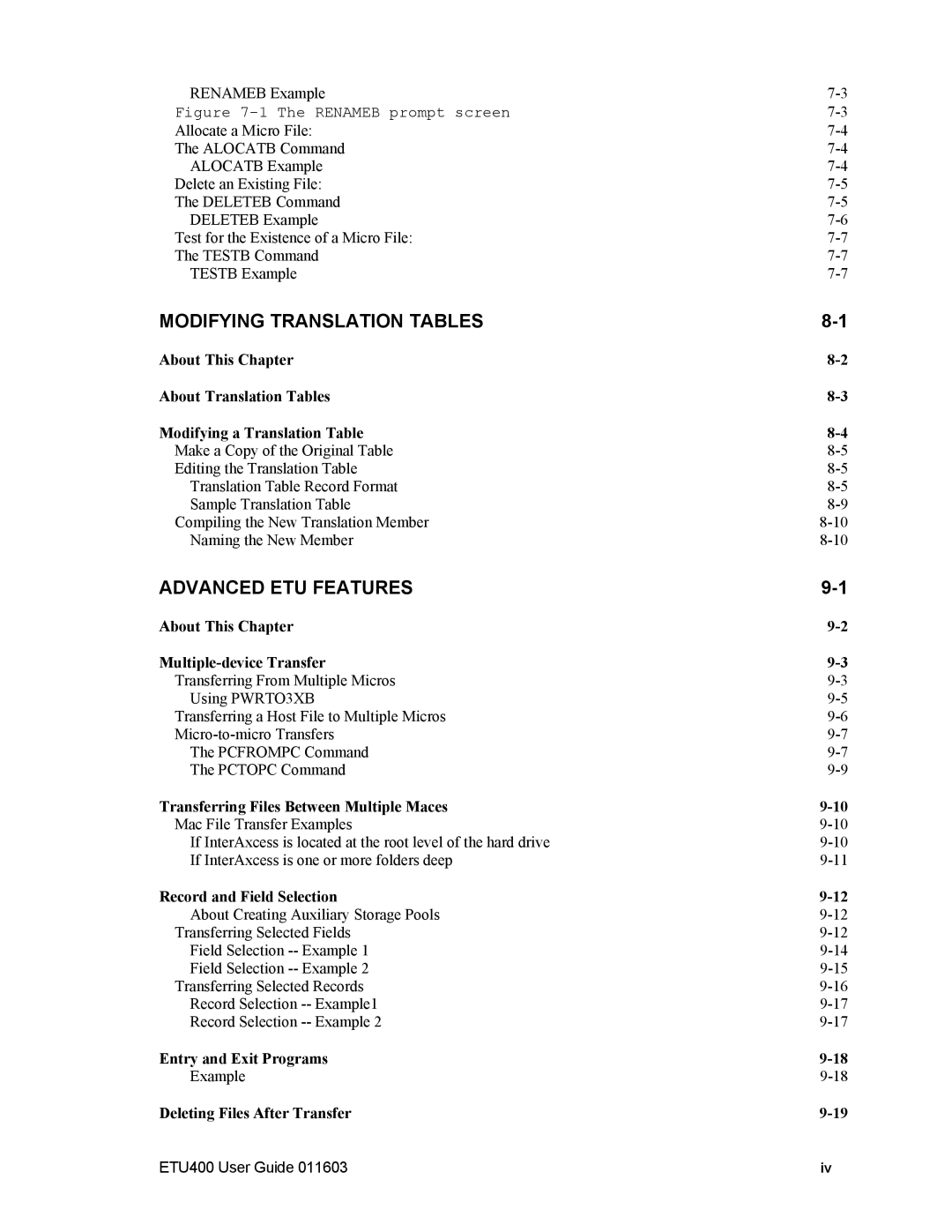 Nlynx ETU400 manual Modifying Translation Tables 