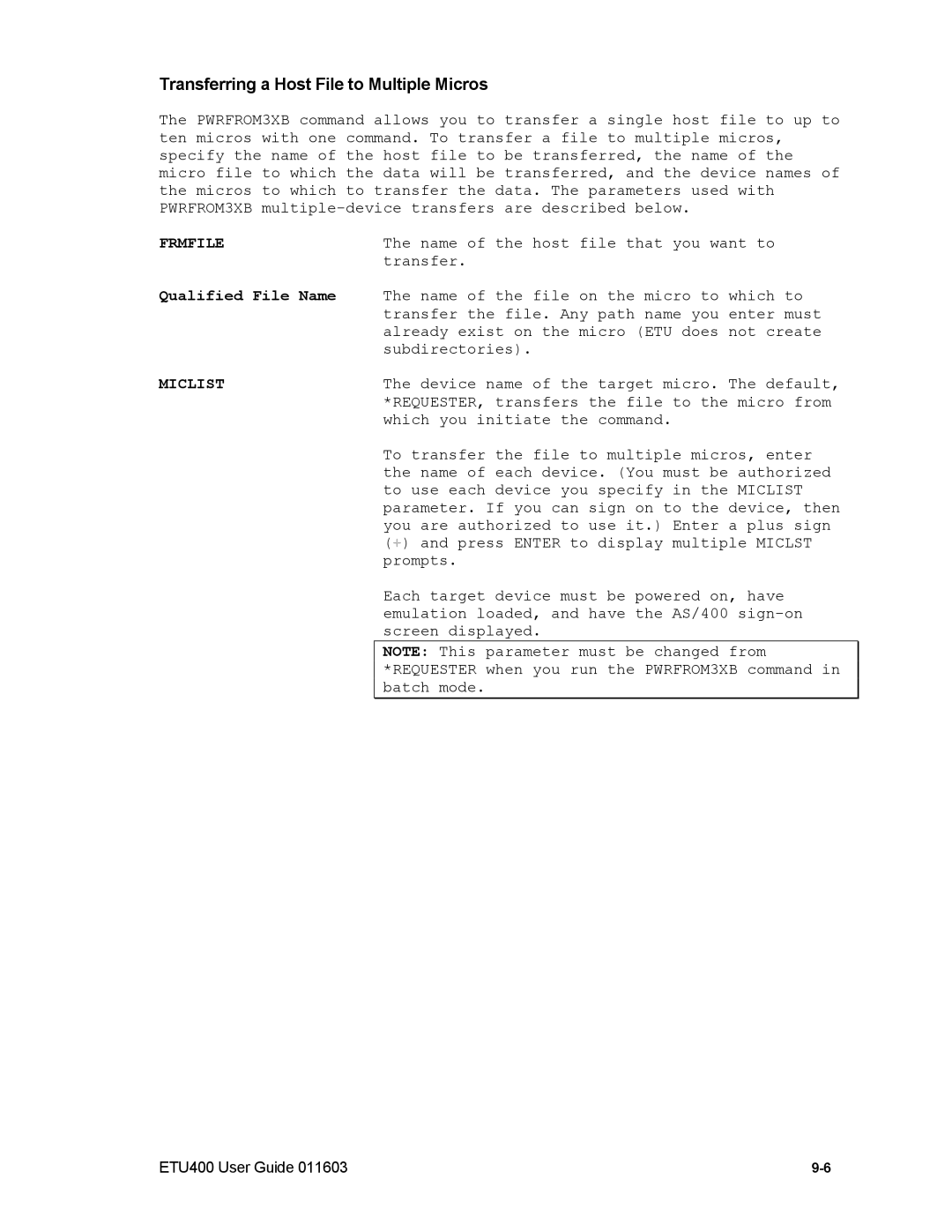 Nlynx ETU400 manual Transferring a Host File to Multiple Micros, Frmfile 