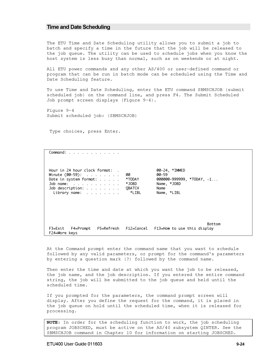 Nlynx ETU400 manual Time and Date Scheduling 