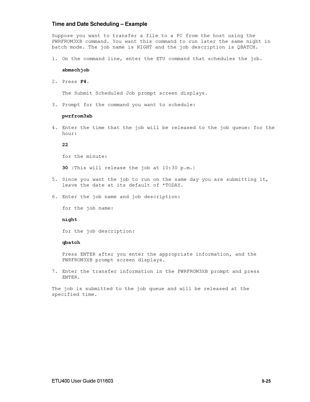 Nlynx ETU400 manual Time and Date Scheduling Example, Night, Enter 