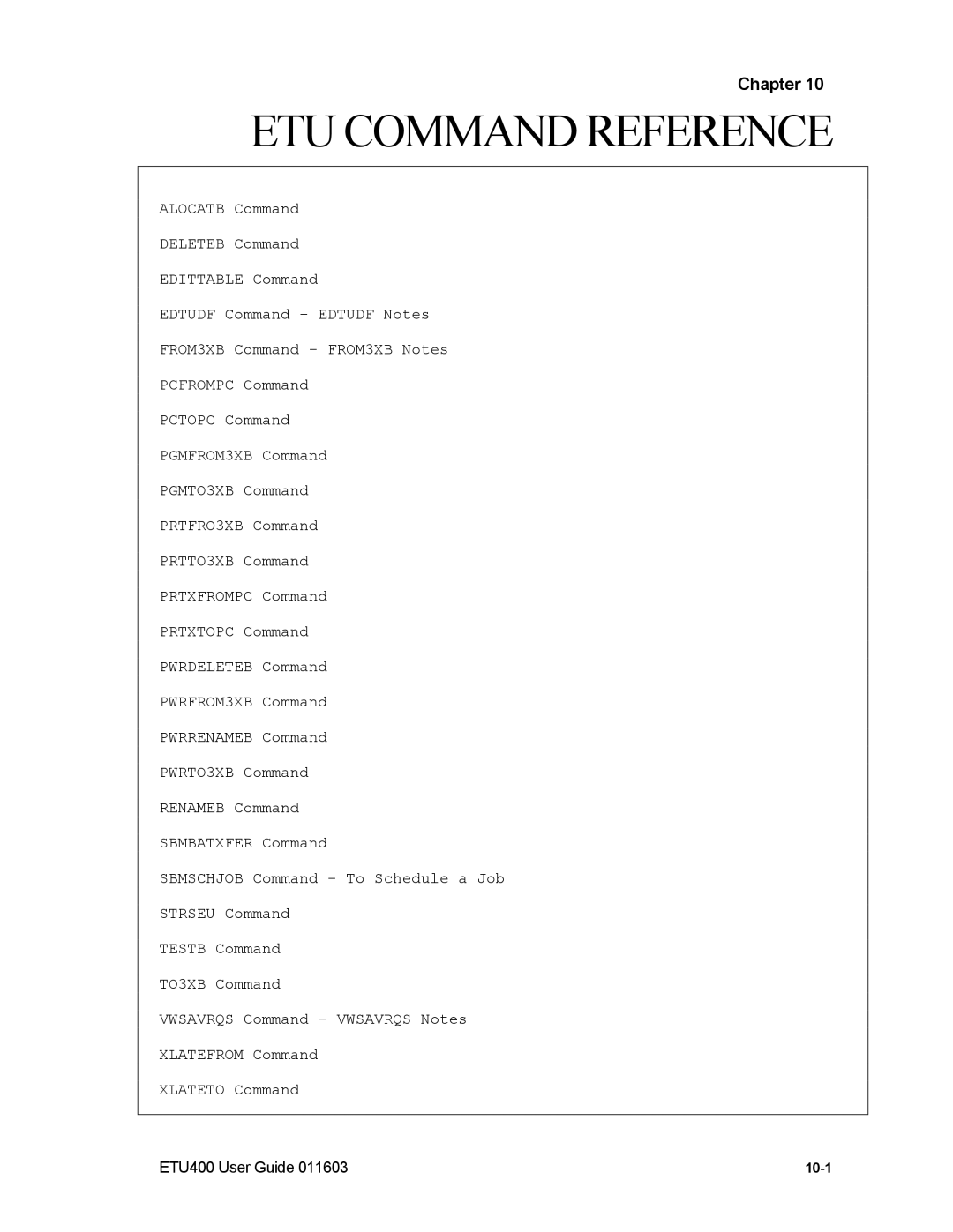 Nlynx ETU400 manual ETU Command Reference 