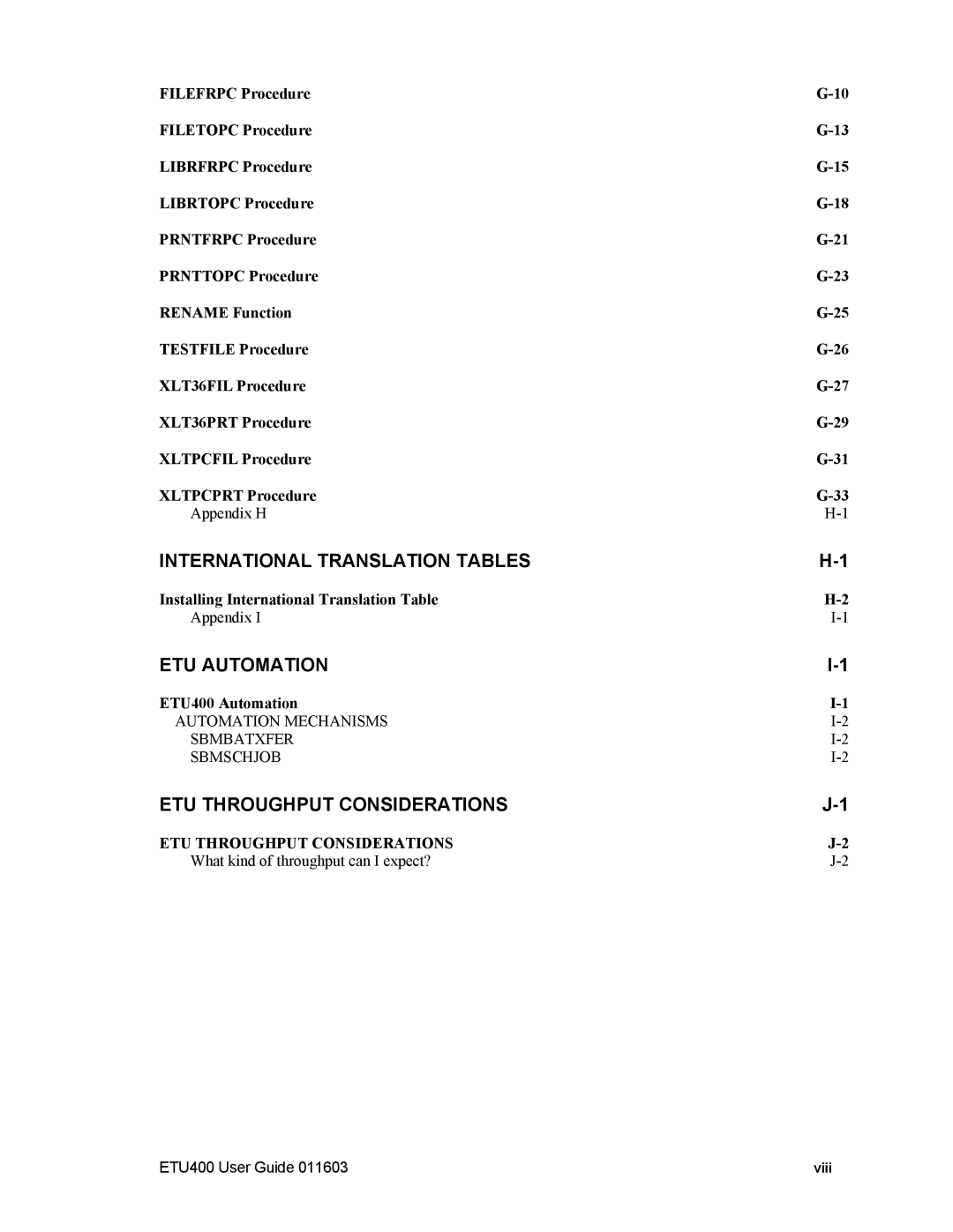 Nlynx ETU400 manual International Translation Tables 