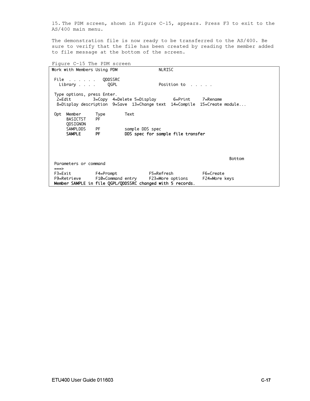 Nlynx ETU400 manual Figure C-15 The PDM screen 