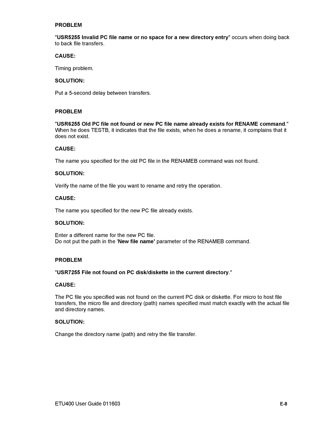 Nlynx ETU400 manual Timing problem 