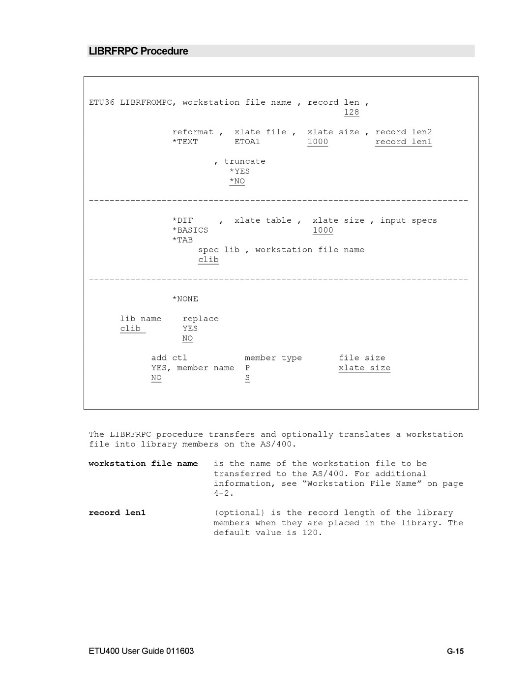 Nlynx ETU400 manual Librfrpc Procedure, Yes Dif 