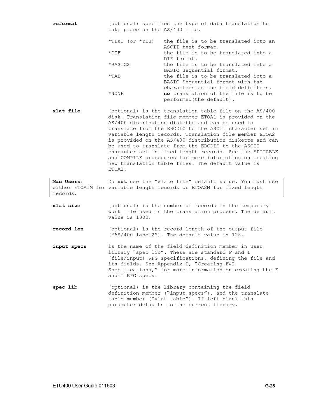 Nlynx ETU400 manual Performedthe default 