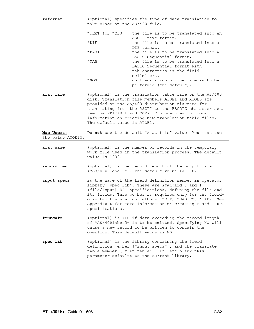 Nlynx ETU400 manual Basic Sequential format with 