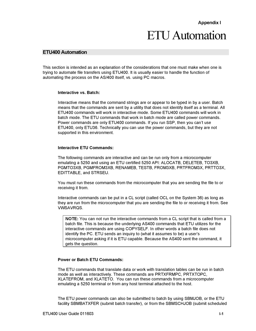 Nlynx manual ETU400 Automation, Appendix 