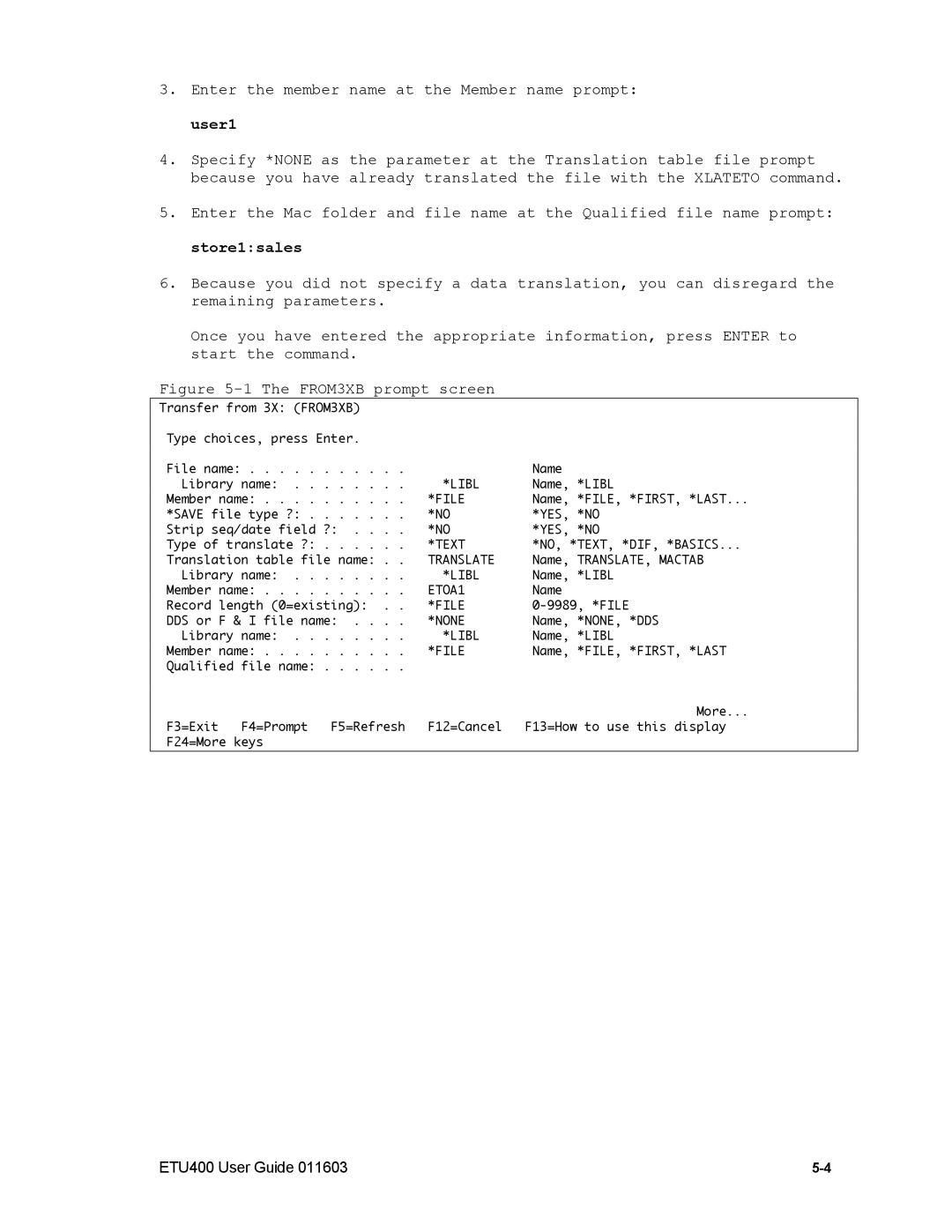 Nlynx ETU400 manual FROM3XB prompt screen 