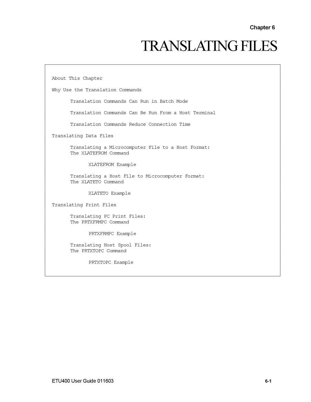 Nlynx ETU400 manual Translating Files 