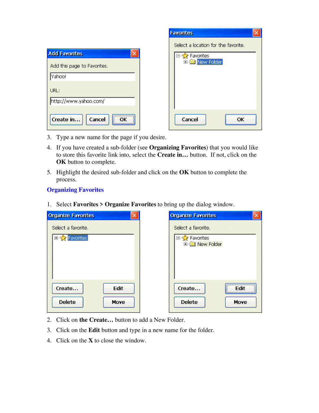 Nlynx MinIT6000 user manual Organizing Favorites 