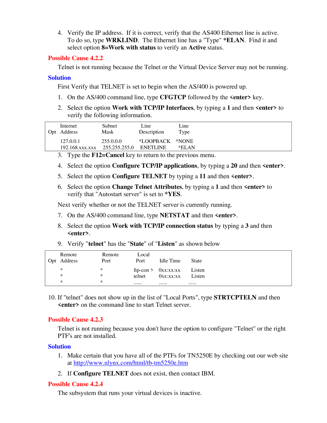 Nlynx MinIT6000 user manual If Configure Telnet does not exist, then contact IBM 