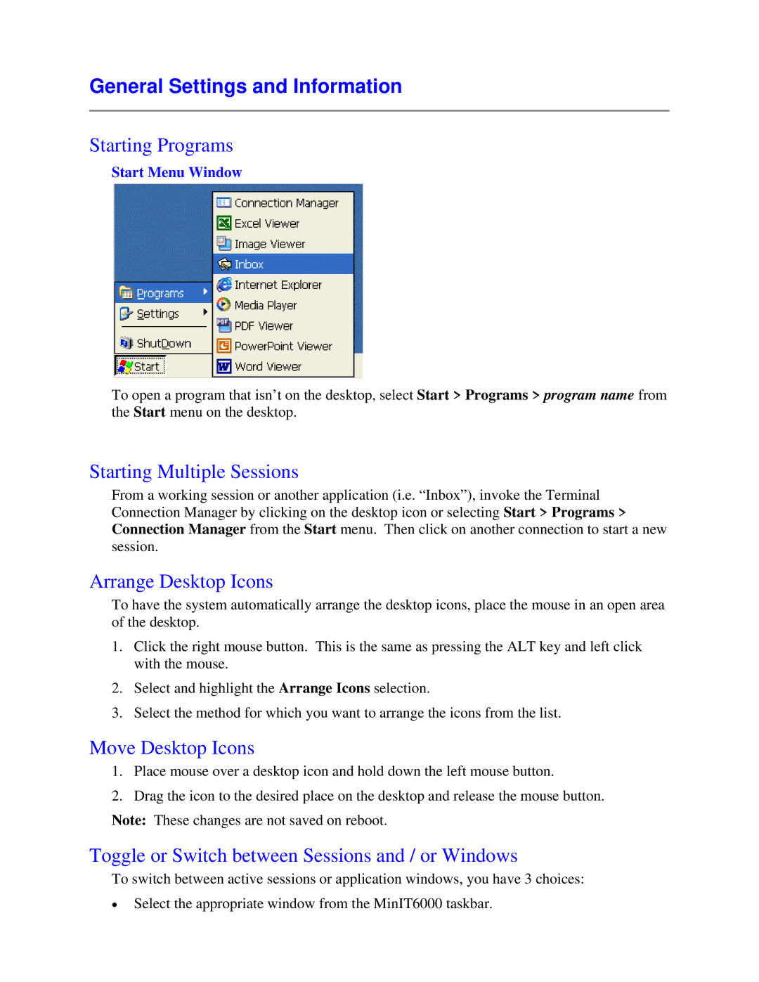 Nlynx MinIT6000 user manual General Settings and Information 