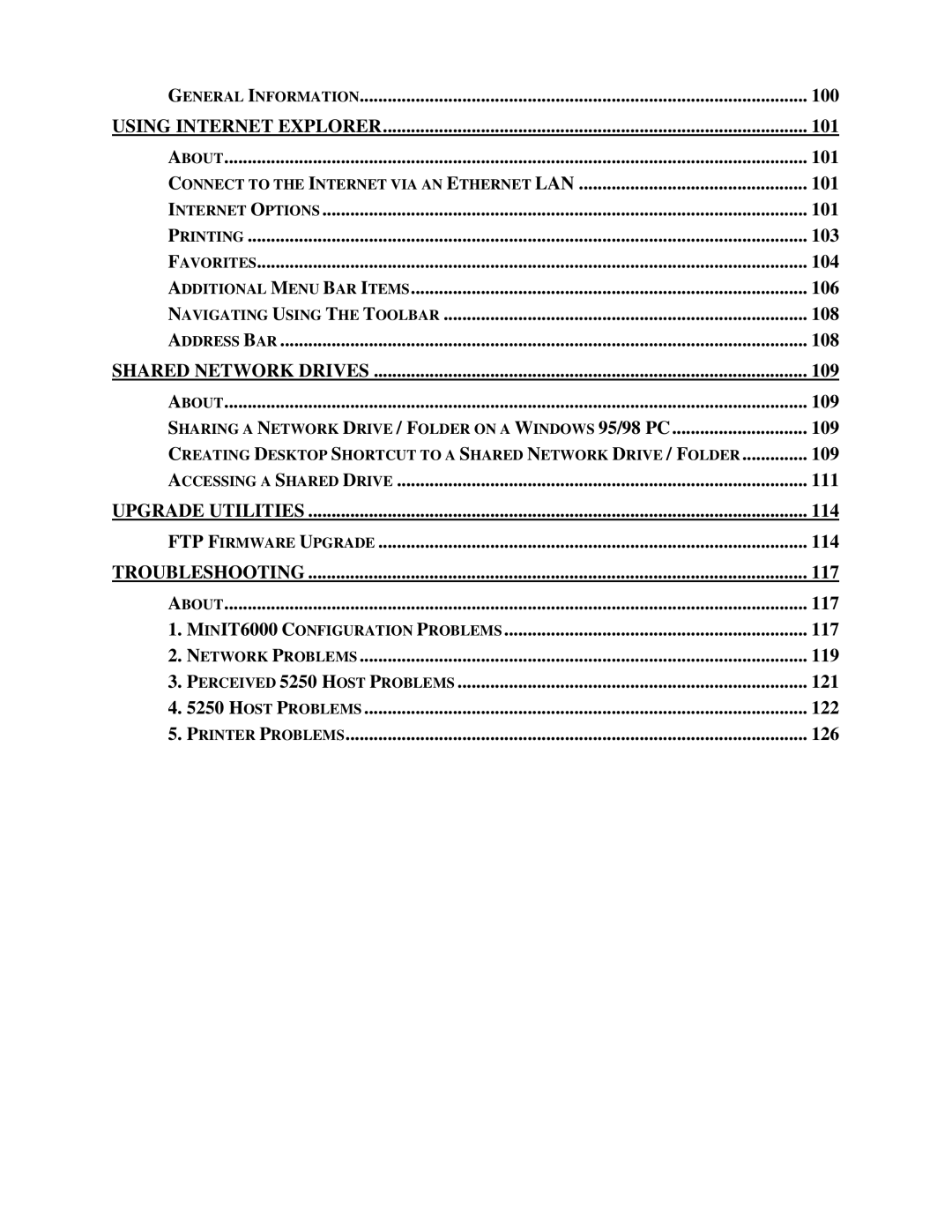 Nlynx MinIT6000 user manual 100, 101, 103, 104, 106, 108, 109, 111, 114, 117, 119, 121, 122, 126 