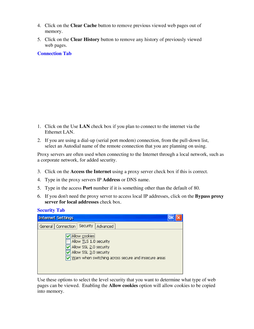 Nlynx MinIT6000 user manual Connection Tab, Security Tab 