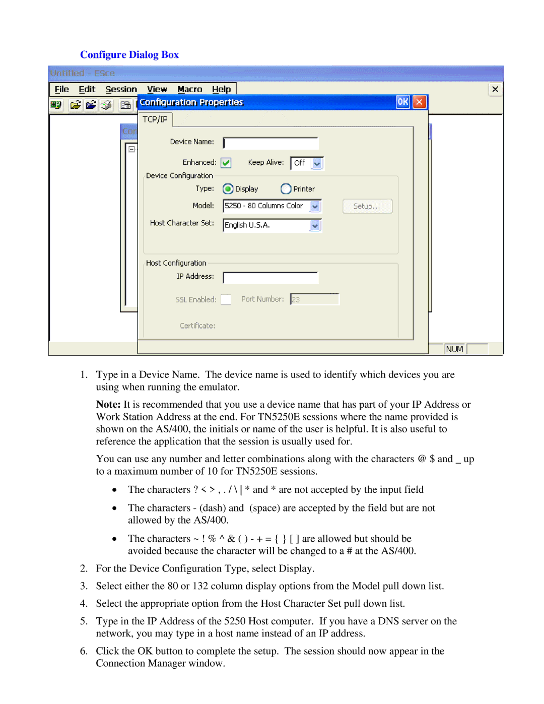 Nlynx MinIT6000 user manual Configure Dialog Box 