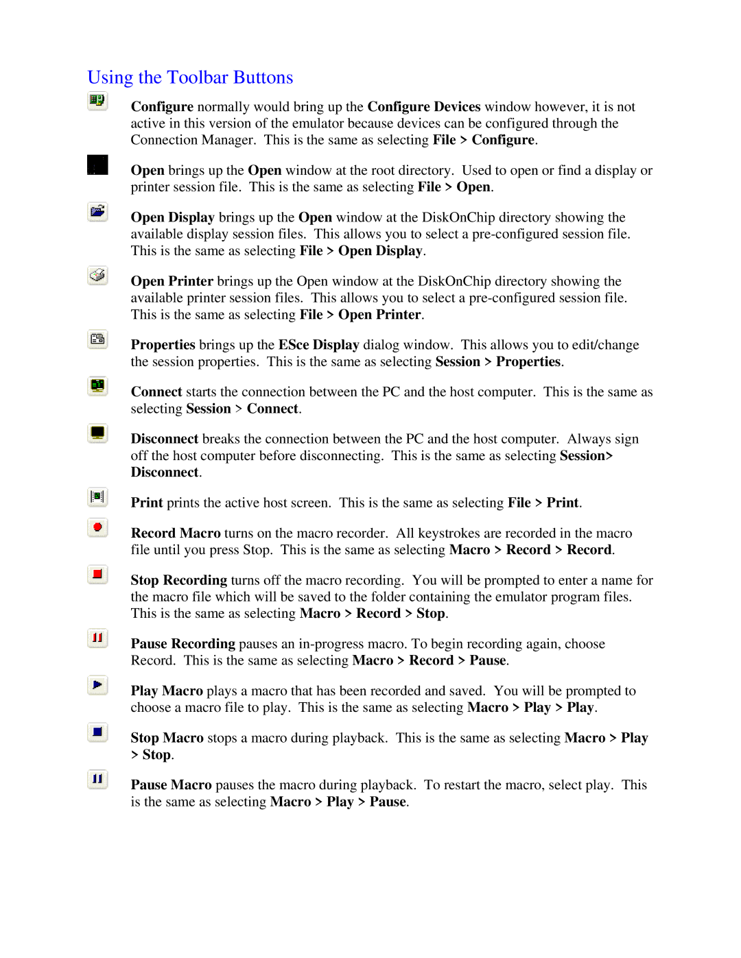 Nlynx MinIT6000 user manual Using the Toolbar Buttons 